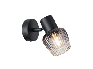 Kinkiet Candellux Mitura czarny z dymionym kloszem 1×E14