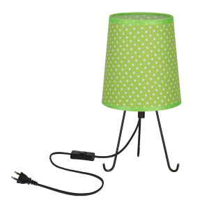 Lampa stołowa Candellux Smally czarna z zielonym abażurem w kropki 1×E14