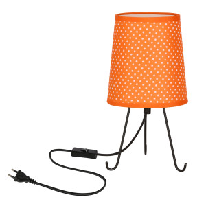 Lampa stołowa Candellux Smally czarna z pomarańczowym abażurem w kropki 1×E14