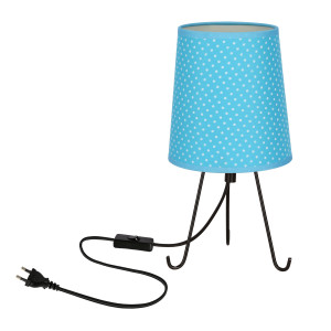 Lampa stołowa Candellux Smally czarna z niebieskim abażurem 1×E14