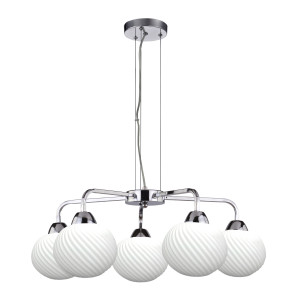 Lampa wisząca Candellux Madryt chrom z białym kloszem 5×E27