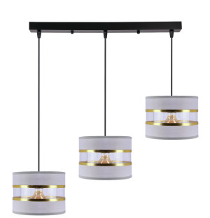 Lampa wisząca Candellux Pandy czarna z szaro-złotym abażurem 3×E27