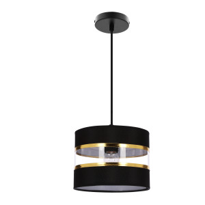 Lampa wisząca Candellux Pandy czarna ze złotym abażurem 1×E27
