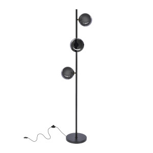 Lampa podłogowa Candellux Kama czarna ze szklanymi kloszami 3×G9
