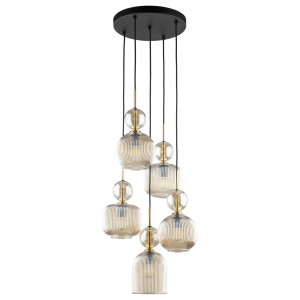Lampa wisząca Sophia Cognac Czarny, Koniak 5x E14 - TK Lighting