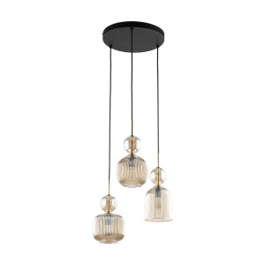 Lampa wisząca Sophia Cognac Czarny, Koniak 3x E14 - TK Lighting