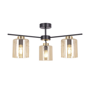 Lampa sufitowa AURELIA K-5521 Czarny, złoty, bursztynowy 3 źr., E27, 15W LED - Kaja