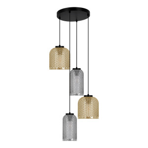Lampa wisząca INGA K-5637 Bursztynowy, grafitowy, czarny 4 źr., E27, 15W LED - Kaja
