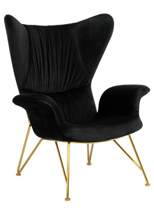 Fotel SHRIMP VELVET czarny / złoty – King Home