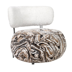 Fotel LOW TEDDY beżowy melanż stal – King Home
