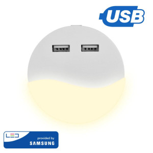 Lampka nocna led z usb v-tac samsung chip okrągła vt-84 4000k 10lm