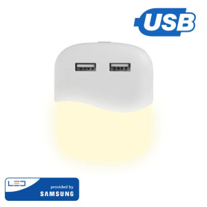 Lampka nocna led z usb v-tac samsung chip kwadratowa vt-84 3000k 10lm