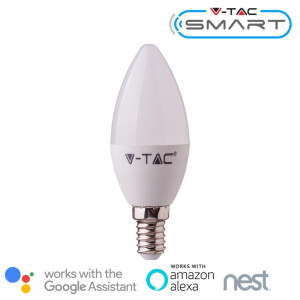 Żarówka led v-tac 4.5w e14 świeczka smart wifi rgb+ww+cw vt-5114 300lm