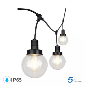 Girlanda ogrodowa 6xe27 3metry czarny mat ip65 v-tac vt-720s 5 lat gwarancji