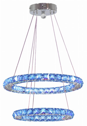 Lords lampa wisząca 40 owalny podwójny 27w led rgb chrom z pilotem