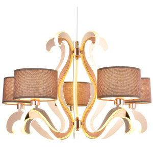 Ambrosia 3 lampa wisząca 5x40w e14 + 43,4w led miedziany