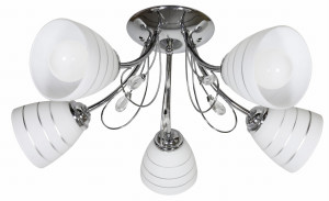 Simpli lampa wisząca 5*40w e27 chrom z kryształkiem+klosz z paskiem