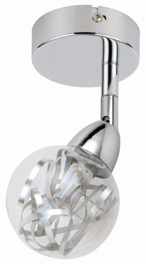 Bolo lampa kinkiet 1x6w led smd główka 6 okrągła 1e z przegubem klosz wymienny kd system chrom/bezbarwny