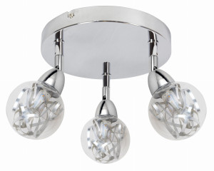 Bolo lampa sufitowa plafon 3x6w led smd główka okrągła 1e z przegubem klosz wymienny kd system chrom/bezbarwny