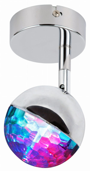 Party lampa kinkiet 1x3w led rgb główka okrągła 1e z przegubem kd system chrom
