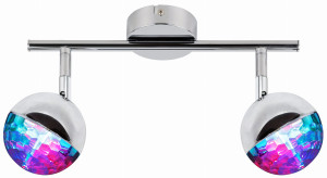 Party lampa sufitowa listwa 2x3w led rgb główka okrągła 1e z przegubem kd system chrom