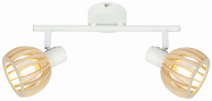 Atarri lampa sufitowa listwa 2x25w e14 biały+drewno