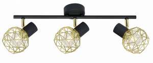 Acrobat lampa sufitowa listwa 3x40w e14 czarny klosz złoty