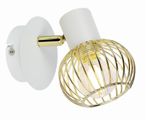 Oslo lampa kinkiet 1x40w e14 biały/złoty