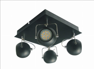 Tony lampa sufitowa plafon 4x3w led gu10 czarny matowy