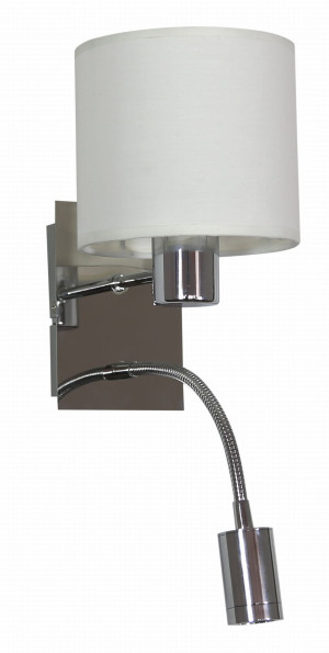 Sylwana lampa kinkiet 1x40w e14 + led z wyłącznikiem chrom / biały