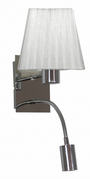 Sylwana lampa kinkiet 1x40w e14 + led z wyłącznikiem chrom / biały kwadrat
