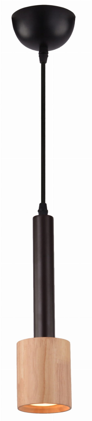 Tantal lampa wisząca 7,5cm 1x50w gu10 ciemna kawa + drewno