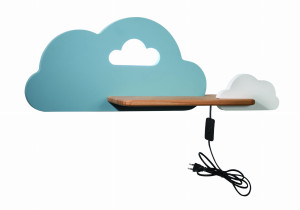 Cloud lampa kinkiet ścienny 5w led iq kids z przewodem z wł. i wtyczką niebieski+biały
