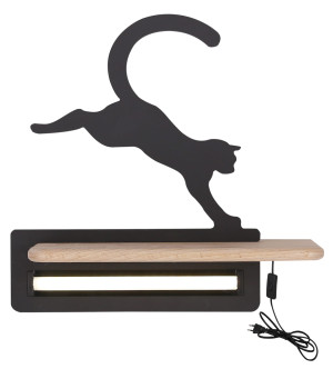 Cat lampa kinkiet ścienny 5w led iq kids z przewodem z wł. i wtyczką skaczący czarny