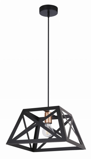 Origami lampa wisząca czarny 1x40w e27 klosz czarny