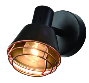 Neria lampa kinkiet czarny 1x40w e14 klosz złoty