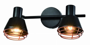 Neria lampa sufitowa listwa czarny 2x40w e14 klosz złoty