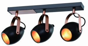 Anica lampa sufitowa listwa czarny 3x40w e14 odbłyśnik złoty
