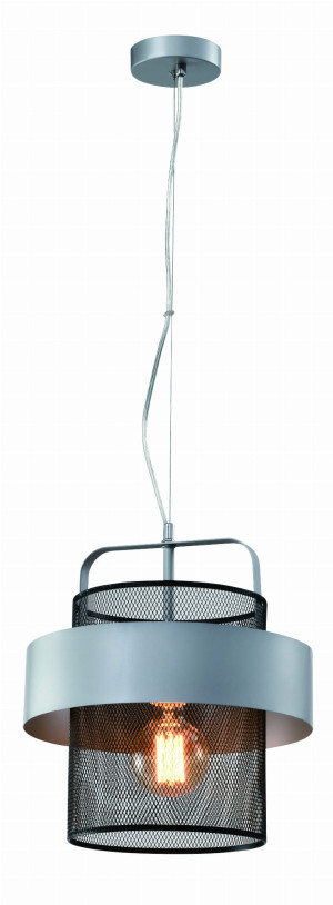 Fiba lampa wisząca czarny 1x40w e27 klosz srebrno czarny