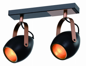 Anica lampa sufitowa listwa czarny 2x40w e14 odbłyśnik złoty