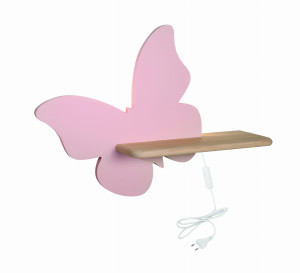 Butterfly lampa kinkiet 5w led 4000k iq kids z przewodem z wł. i wtyczką różowy