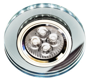 Ss-23 ch/tr+wh gu10 50w+led smd 230v biały 2 1w chrom oczko sufitowe lampa sufitowa stała okrągła szkło transparentne