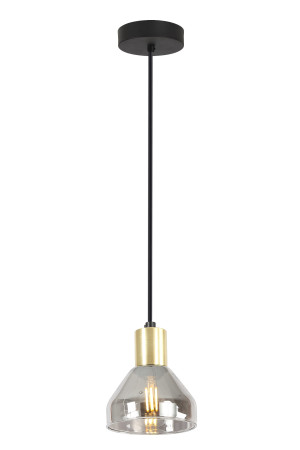 Lampa wisząca gregory czarny brąz 1x40w e14 klosz dymiony