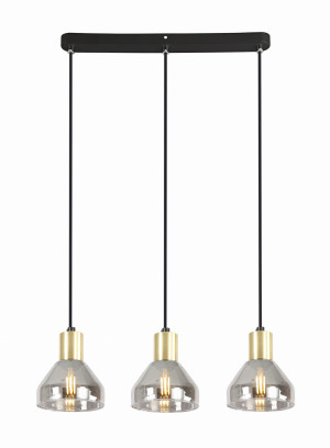 Lampa wisząca gregory czarny brąz 3x40w e14 klosz dymiony