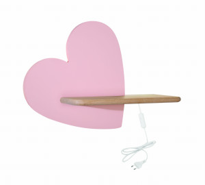 Heart lampa kinkiet 5w led iq kids z przewodem z wł. i wtyczką różowy