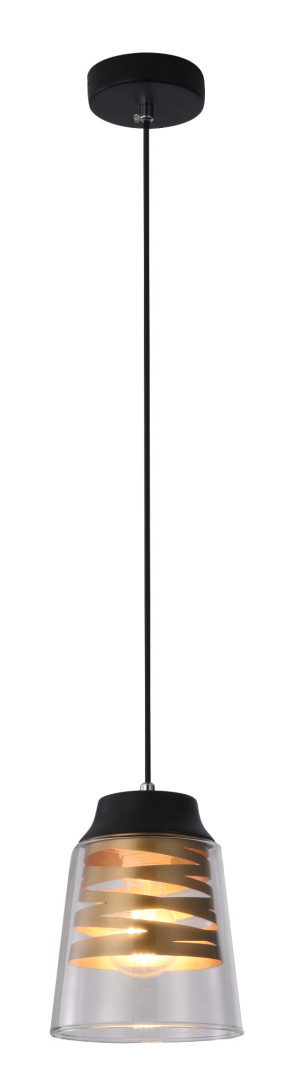 Fresno lampa wisząca czarny 1x60w e27 klosz bezbarwny