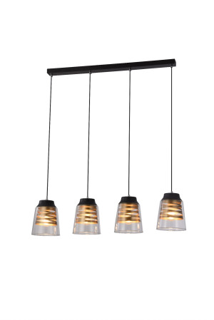 Fresno lampa wisząca czarny 4x60w e27 klosz bezbarwny