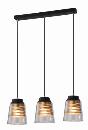 Fresno lampa wisząca czarny 3x60w e27 klosz bezbarwny
