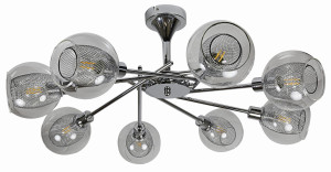 Ozzo lampa wisząca 8x40w e14 chrom klosz bezbarwny