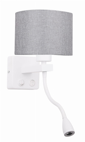 Polo kinkiet 1x40w e27 + 2w led biały abaż. okrągły szary